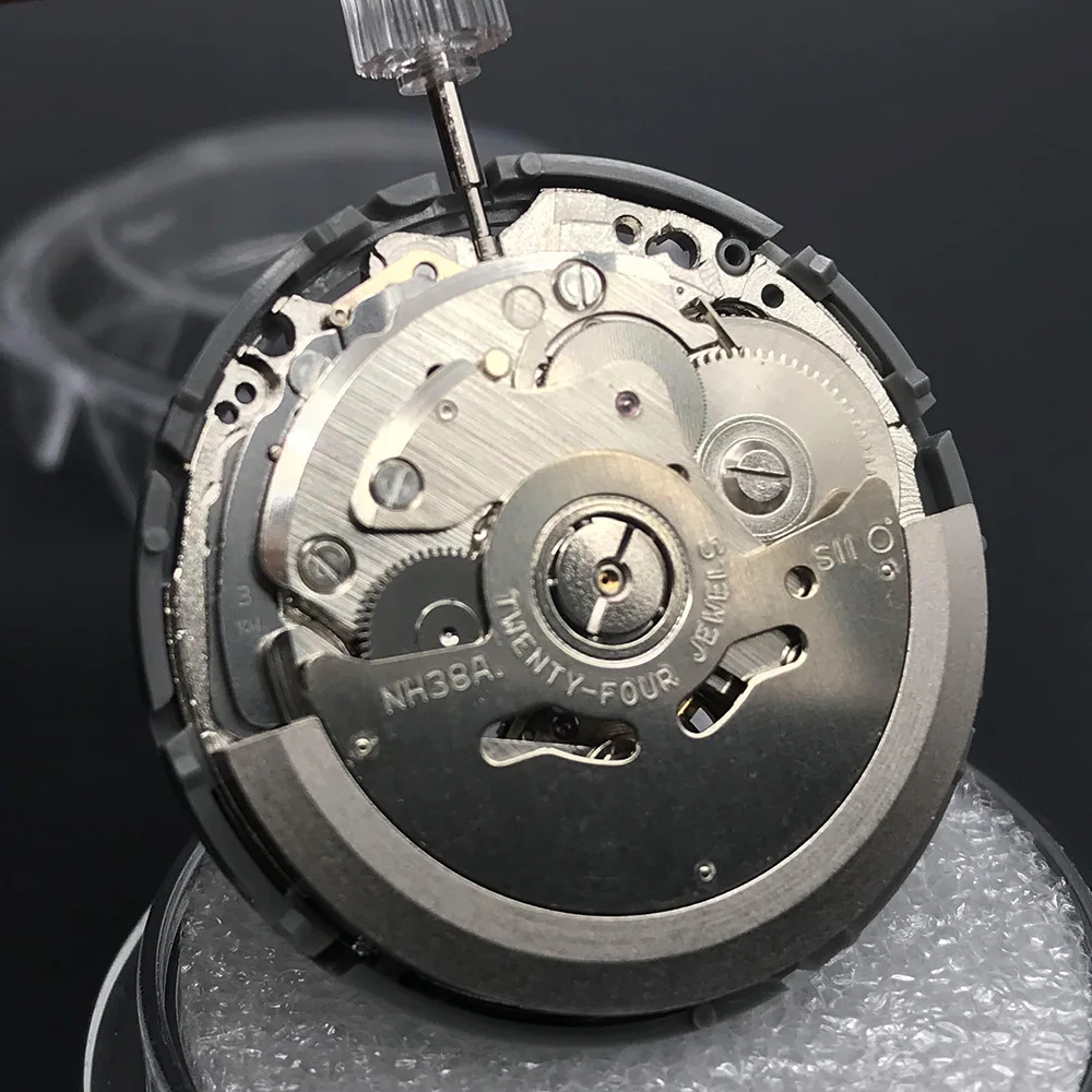 High Accuracy Japan SII NH38A Mechnaical Watch Movement 24 Jewels Mechanism for SEIKO Replacement Accessory Hollow Winding Stem