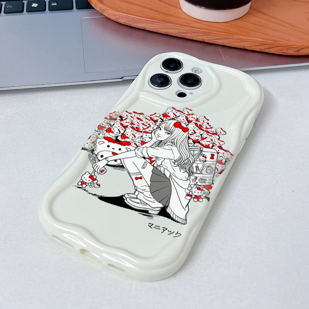 Hot Tomie Hillo Kitty Phone Case for Oppo A98 A94 A79 A78 A76 A74 A60 A58 A57 A55 A54 A53 A38 A17 A16 A15 A3x 5G 3D Wave Cover