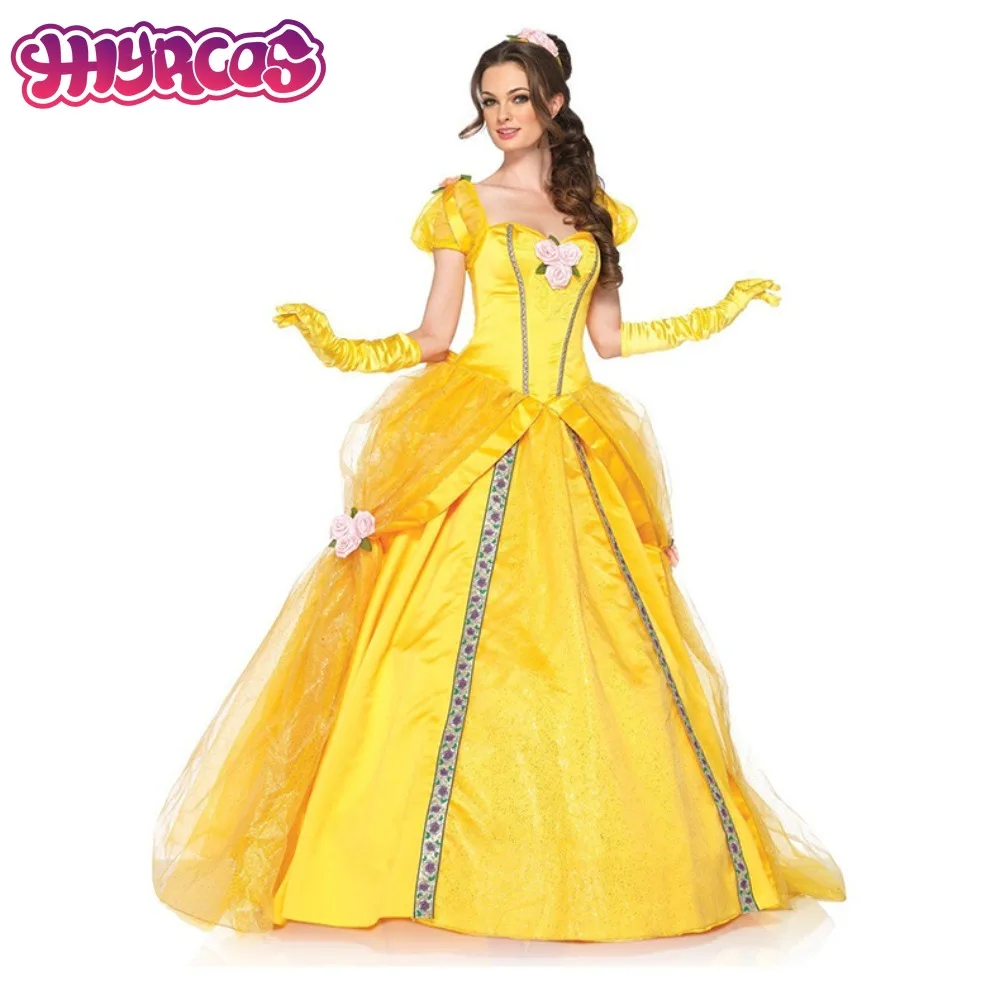 Желтое длинное платье Beast Bell на Хэллоуин костюм красавицы и принцессы Белль