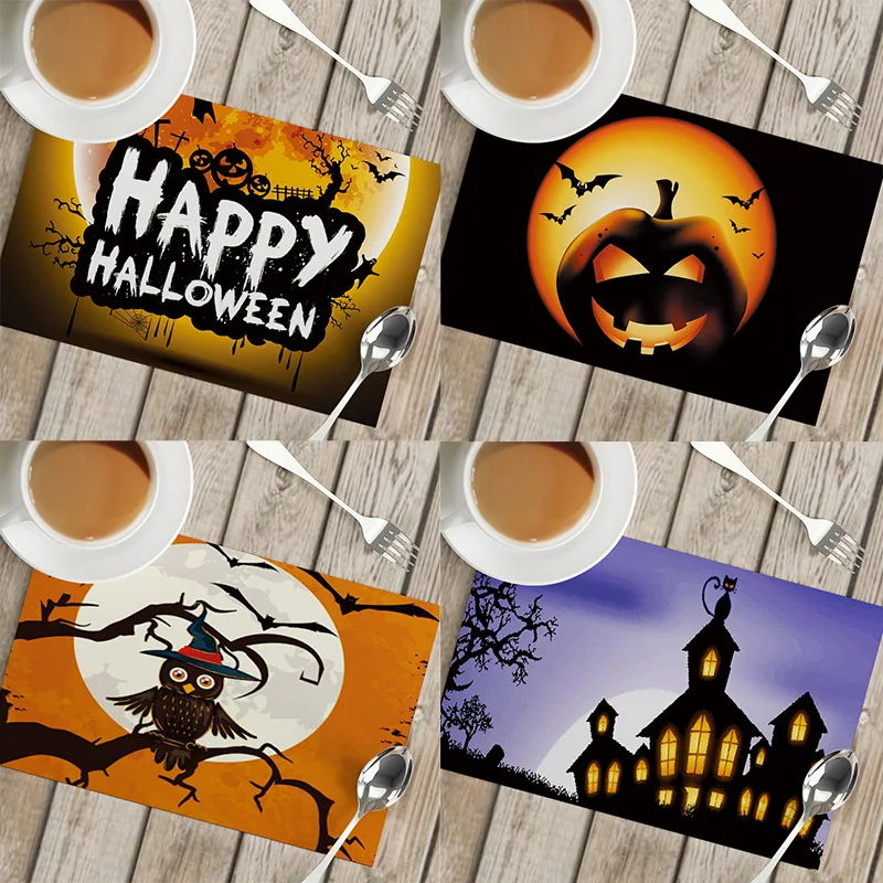

Декоративный коврик для стола на Хэллоуин, водонепроницаемые хлопковые аксессуары для украшения домашней вечеринки