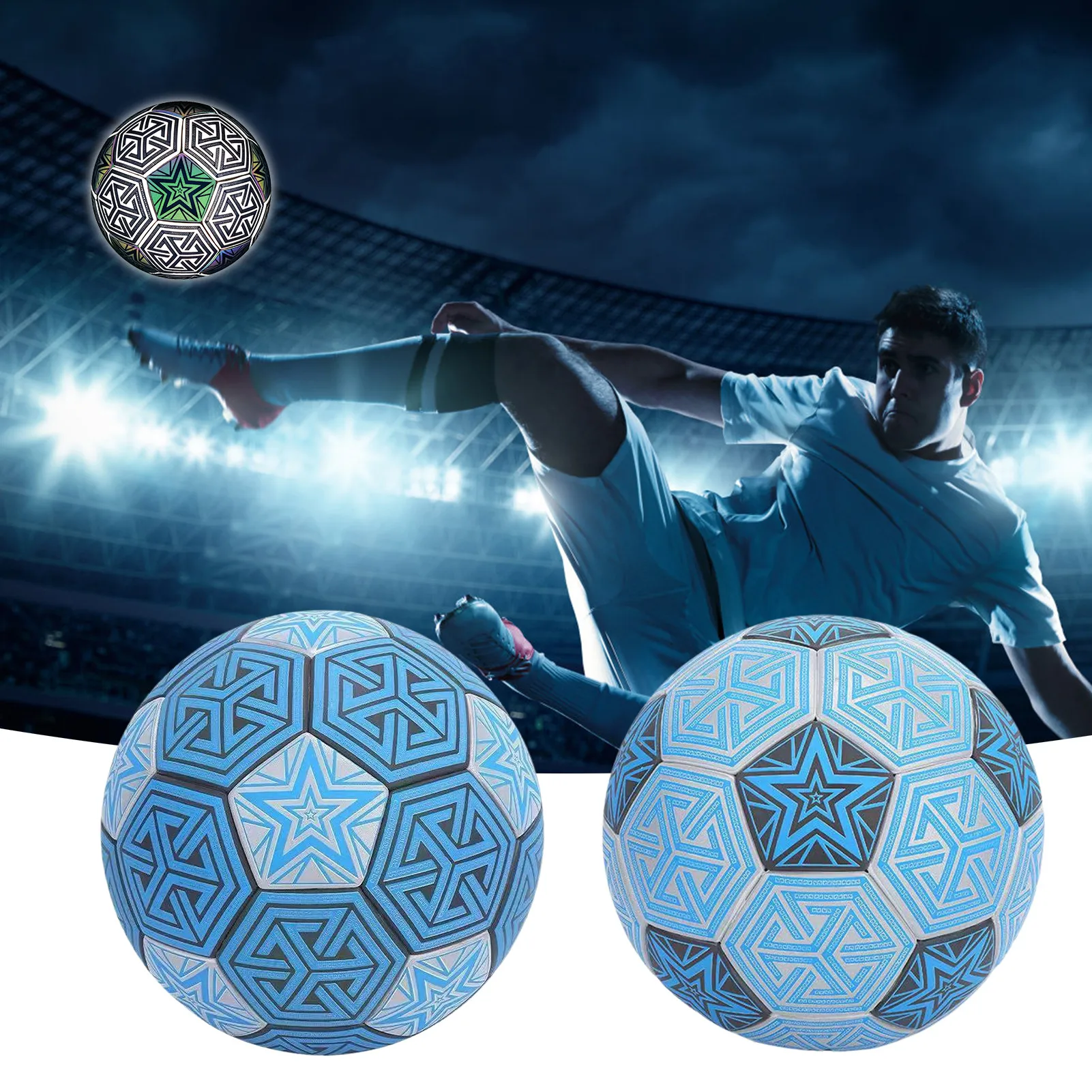

Holographic Soccer Ball Glowing Reflective Bright Football Light Up Soccer Sporting Goods Team Match Ball Football Training Ball