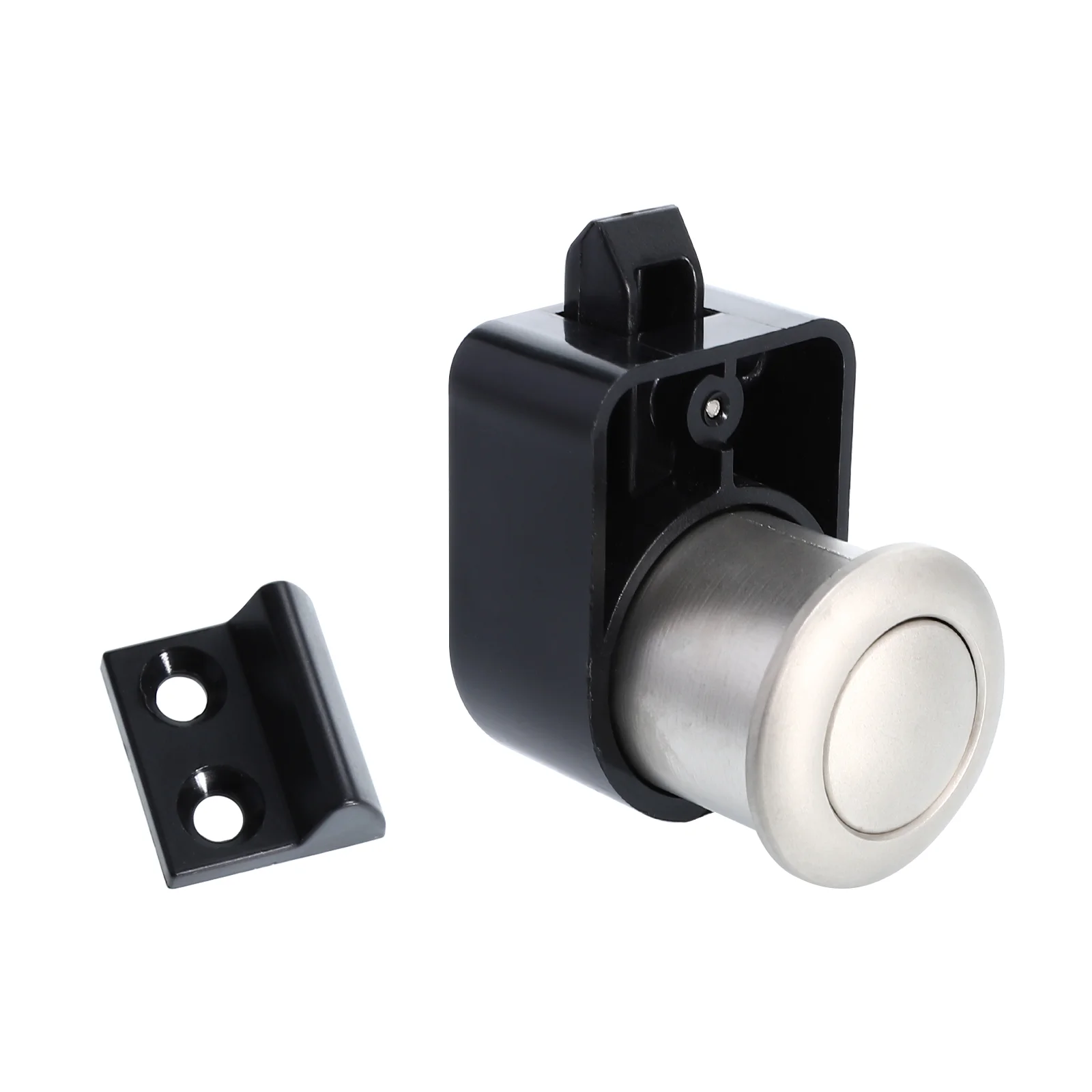 

1pc Wall Cabinet Door Handle Button Type Switch Lock RV Button Handle Lock