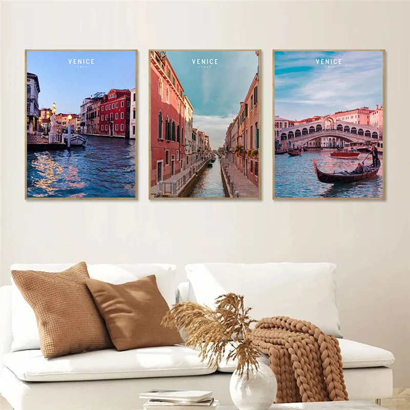 

Italy Venice Travel River Landscape Travel Canvas Painting Ship Dusk Scene Wall Art Poster Living Room Decoration Home Decor