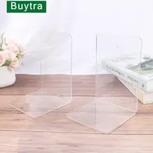1Pc Clear Acrylic Bookends L-shaped Desk Organizer Desktop Book Holder School Stationery Office Accessories