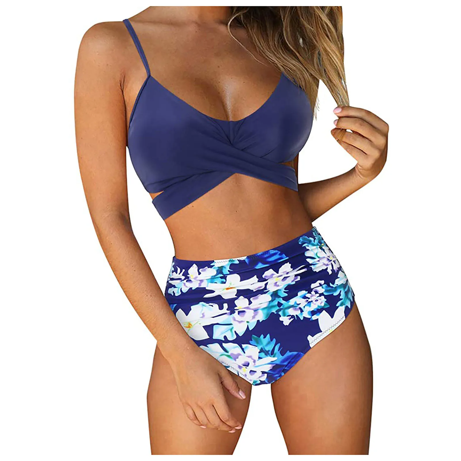 

2022 New Female Cross Swimwear Sexy High Waist Bikini Women Push Up Swimsuit Plus Size Bikini Set Beachwear Bather Bathing Suit