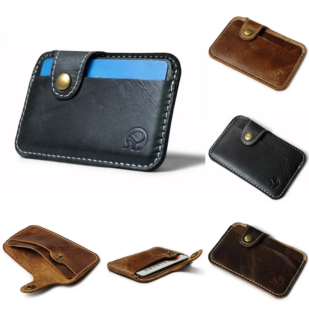Retro Leather Card Wallet Men Business Bank Card Holder Thin Credit Card Case Convenient Small Cards Pack Cash Pocket