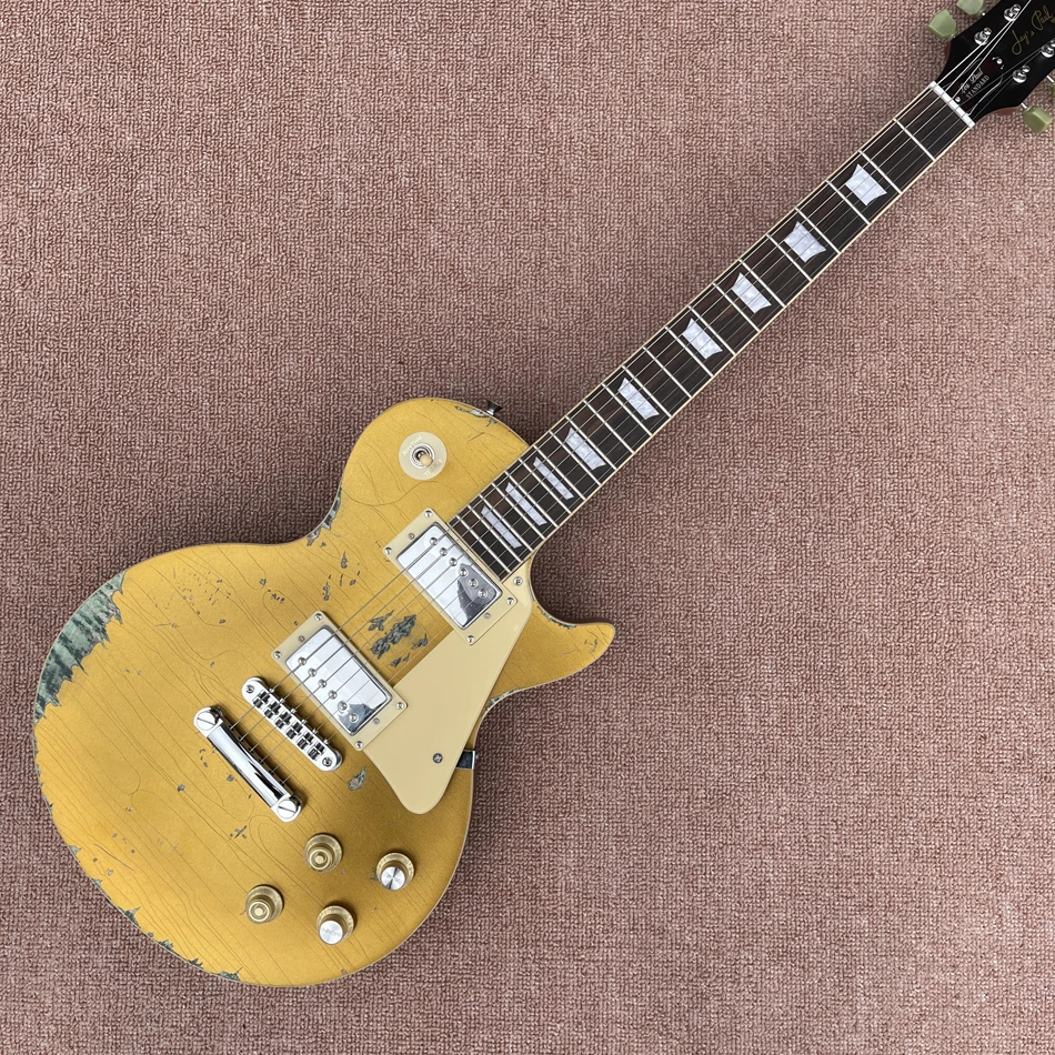 

Factory Aged/Relic Nitro Finish Electric Guitar,Gold Top, One Piece Body and Neck, Tune-o-Matic Bridge, Frets Binding