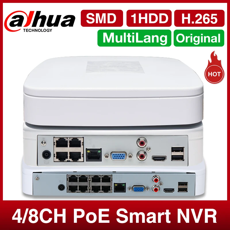 Dahua 4/8 kanal POE ağ Video kaydedici IP kamera güvenlik monitörü ev Mini akıllı Ai koruma sistemi Onvif NVR2104-P-S3