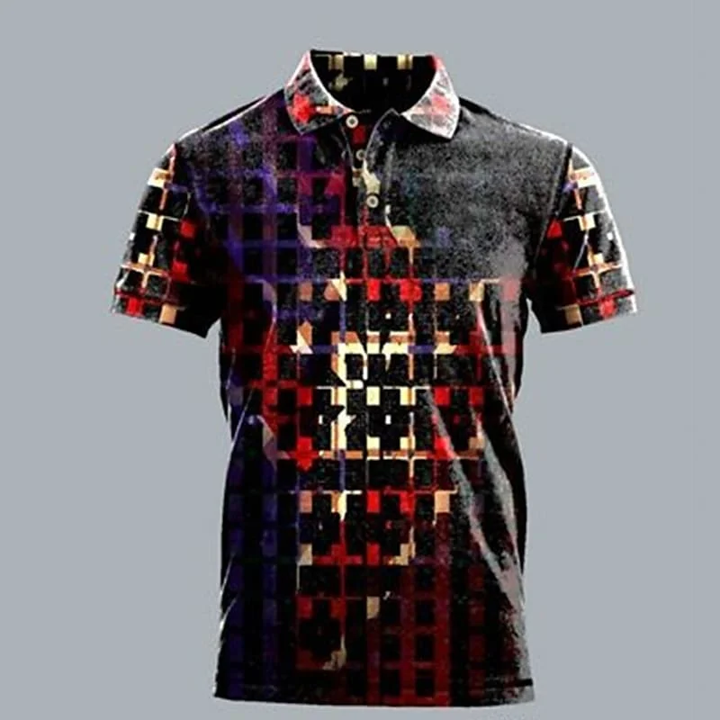 

Men's Polo Shirt Golf Shirt Graphic Prints Geometry Leaves Turndown Outdoor Street Short Sleeves Apparel Sport Streetwear