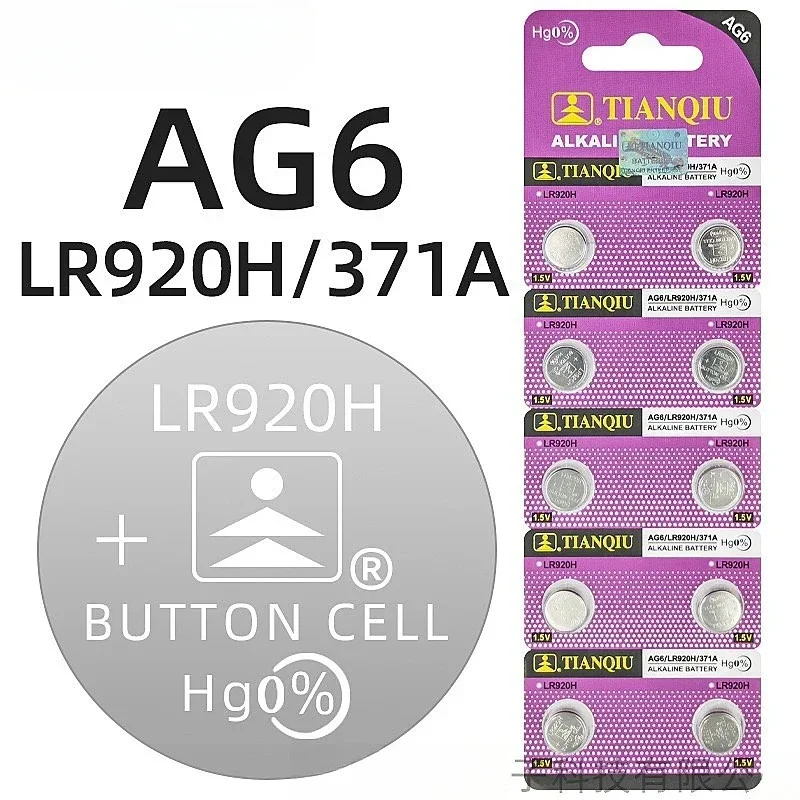 Фото 6-120 шт. 1,55 В AG6 371 SR920SW LR920 SR927 171 370 L921 LR69 SR920 кнопочные батарейки для часов, игрушек, батарейка-монета с дистанционным управлением №3