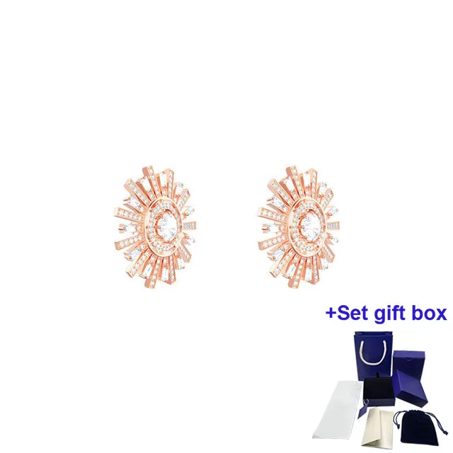 

S High-quality Fashion Charm Earrings Cubic Zirconia White Sunshine Earrings Exquisite Gift Box Free Shipping