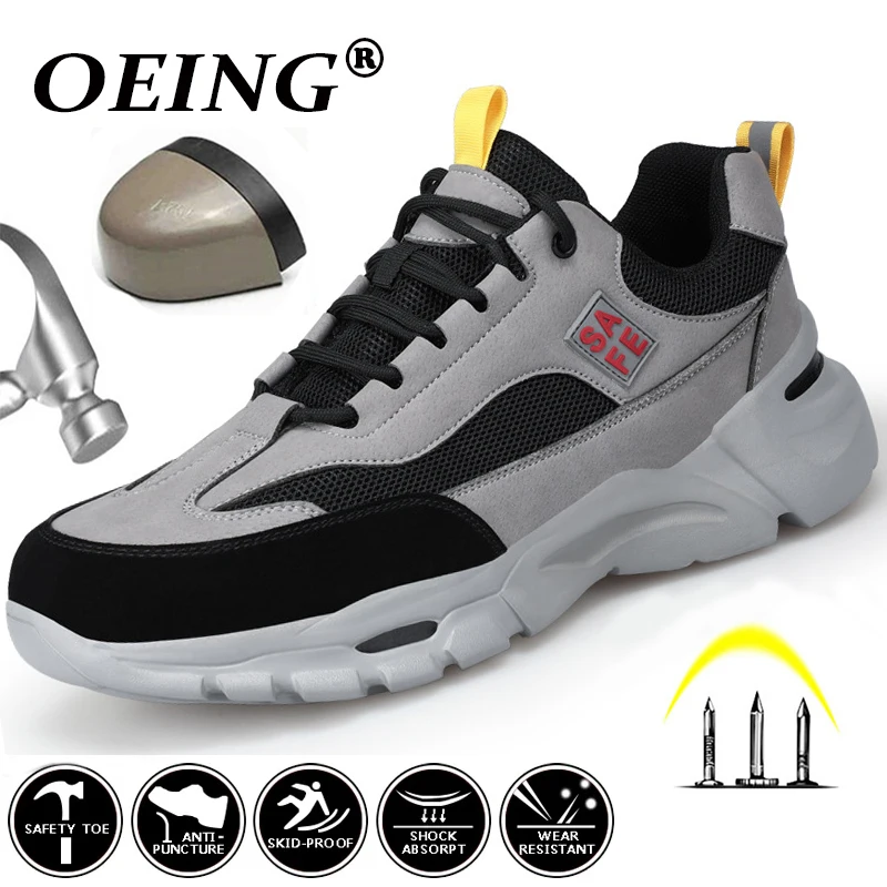 

2022 новые рабочие ботинки, безопасные ботинки со стальным носком, мужские военные ботинки, защитные ботинки с защитой от проколов, защитные к...