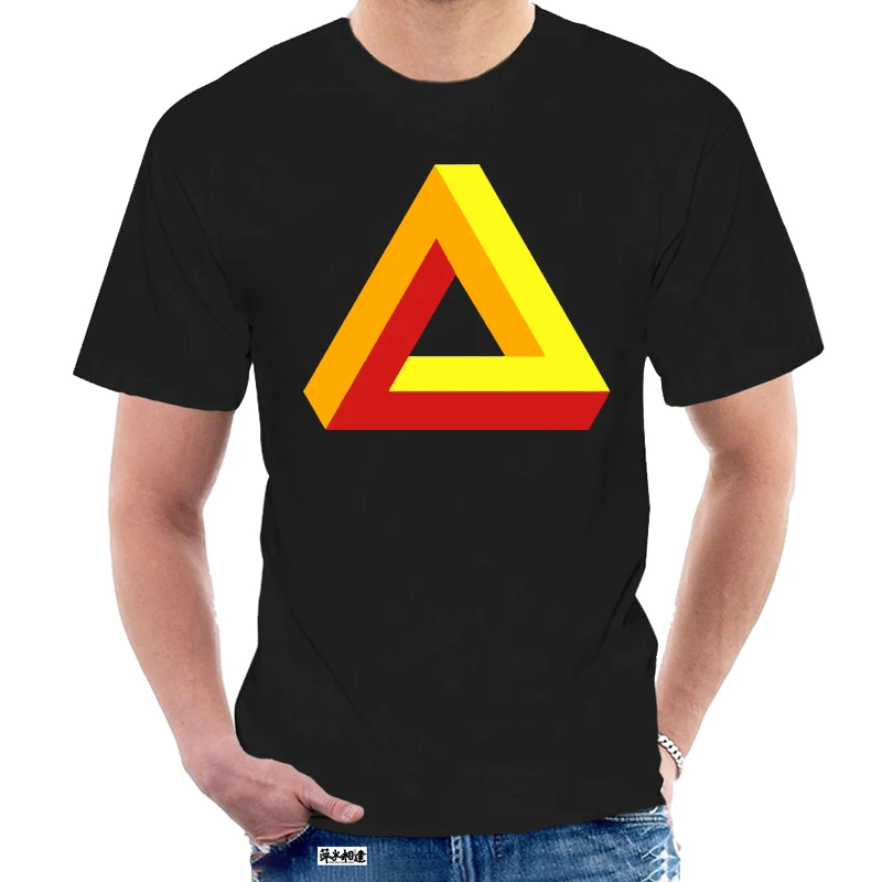 Модная футболка с рисунком оптической иллюзии-трибар мужские черные хлопковые