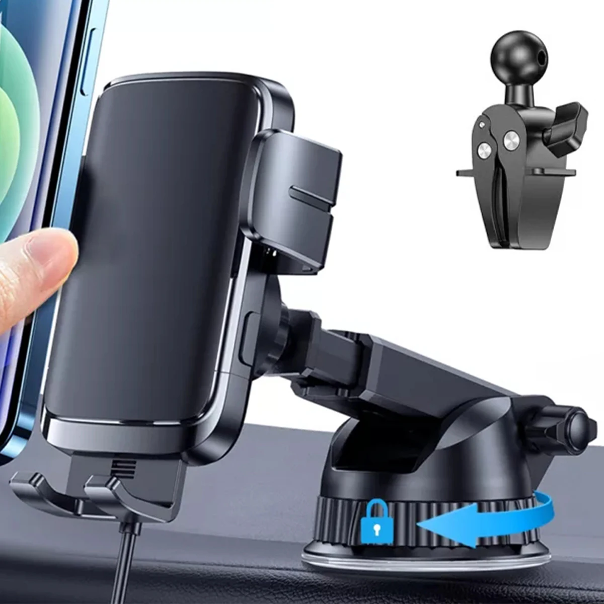 

Wireless Car Charger Qi Fast Charging Auto Clamping Phone Mount 5W/7.5W/10W/15W 360° Rotatable Phone Holder Air Vent Dashboard