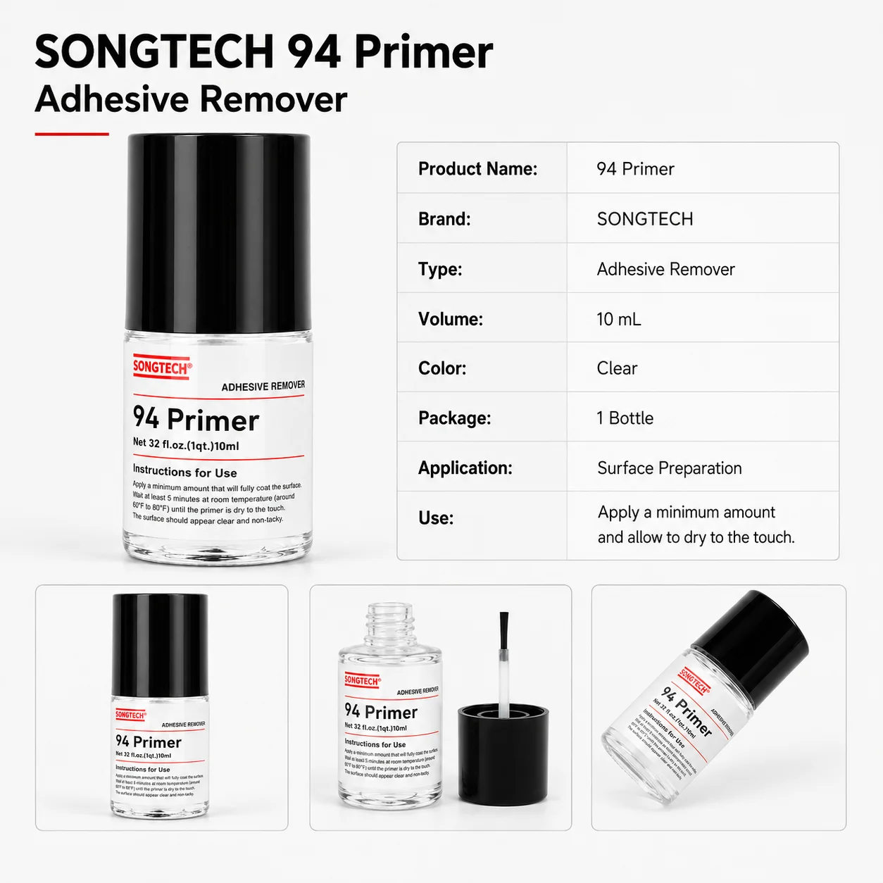Фото 10 мл Songtech 3M 94 Грунтовка для ленты, усилитель адгезии, средство для обработки поверхности для автомобильной отделки, ремонта электроники, металла, пластика, стекла №5
