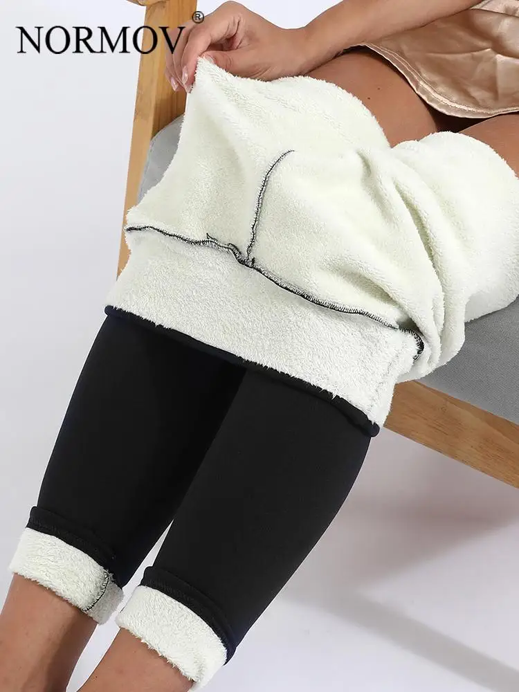 

NORMOV Women Pants Warm Winter Thick Velvet Legging High Waist Black Leggings Compression Thick Lamb Wool Cold Resistant Pants