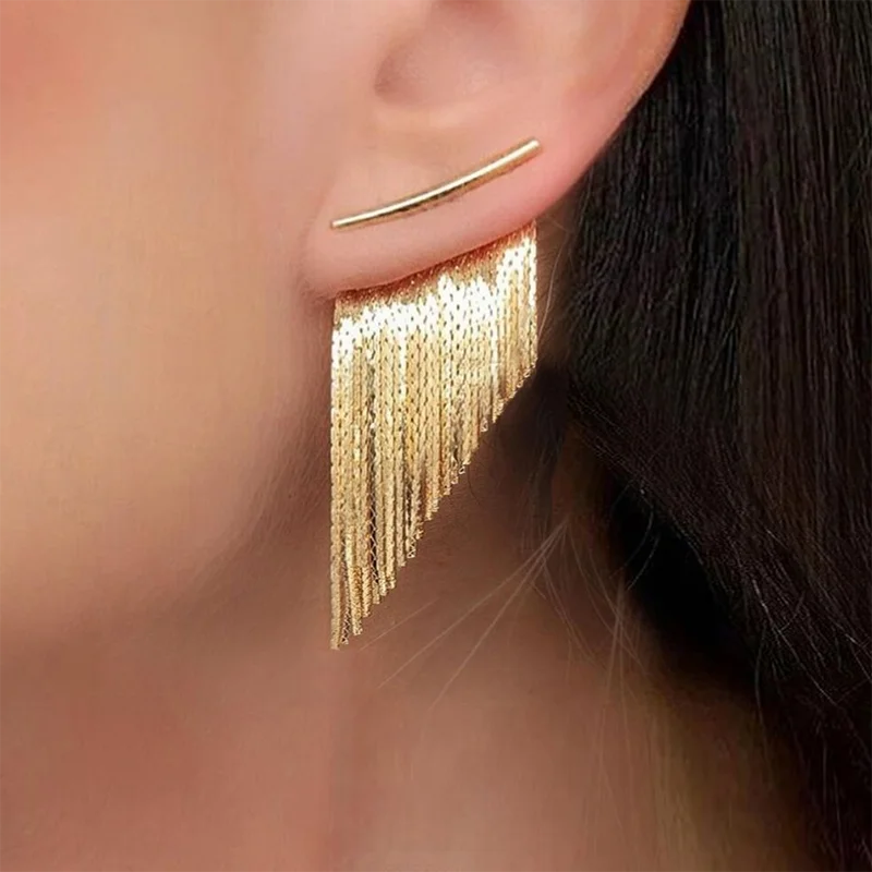 

Fringe Tassel Earrings - Gold - Small Gold Fringe Tassel Earrings for Women Wedding Party Jewelry Fashion Bridal Gift for Her