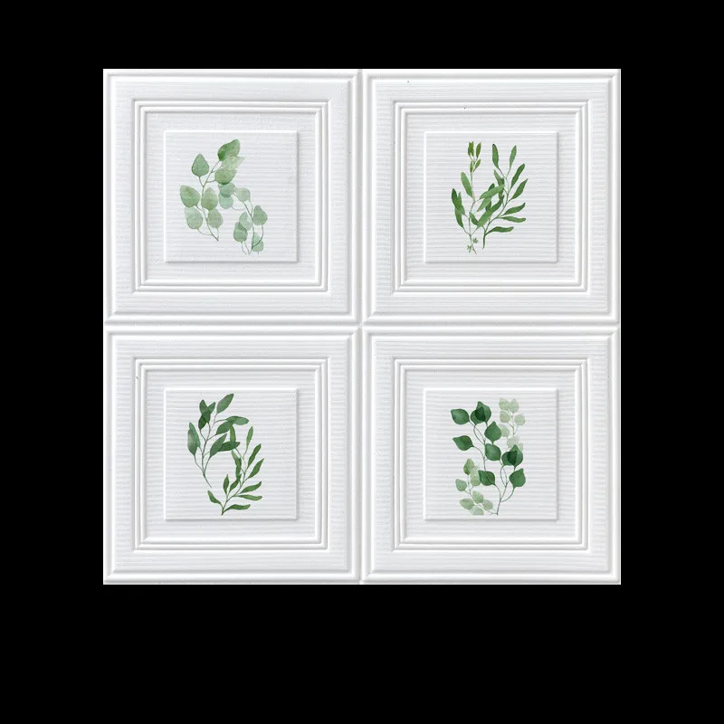 

Foam Wallpaper Self-adhesive 3d Wall Sticker Bedroom Waterproof TV Background Decor Wall Paper Green Plants Renovation Sticker