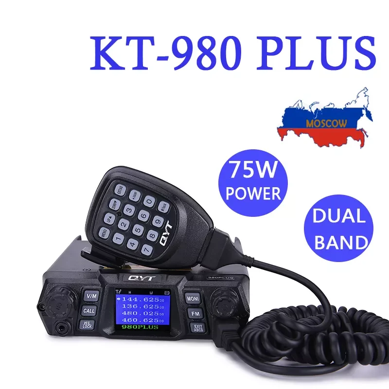 

QYT KT-980Plus 980 PLUS Super High Power 75W(VHF)/55W(UHF) Dual Band Mobile Radio Station for Car Vehicle can usb charger