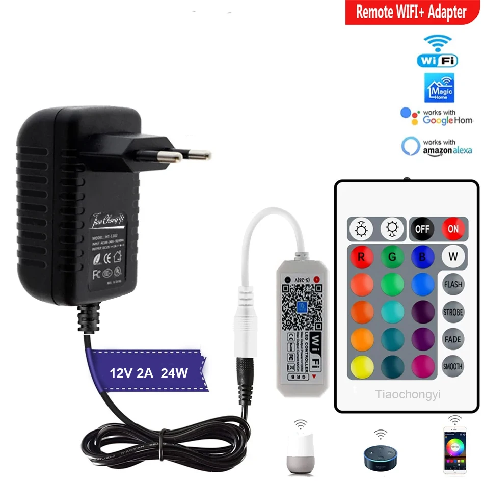 Контроллер светодиодной ленты WIFI RGB с адаптером питания 12 В 2 А музыкальный звук