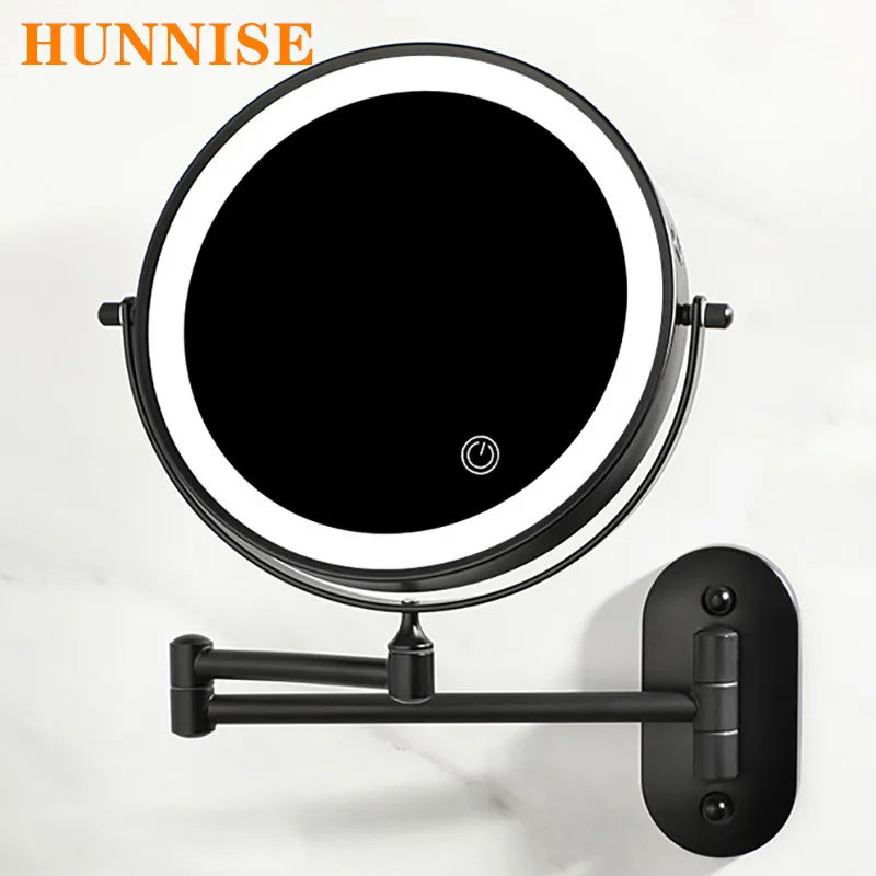 Черные складные зеркала для ванной со светодиодной подсветкой качественное