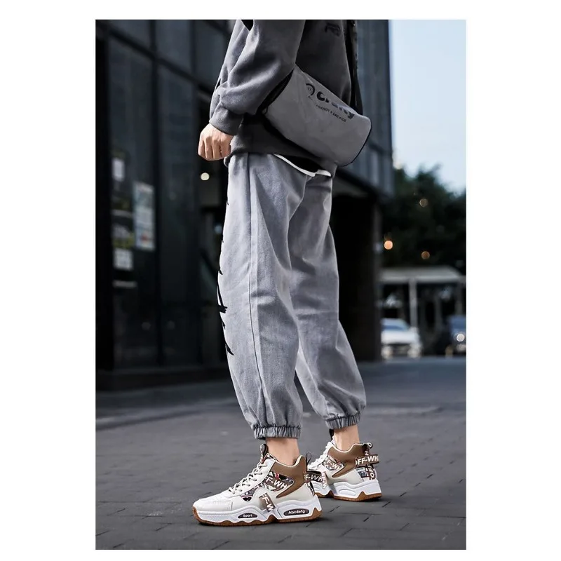 Фото Мужские высокие кроссовки на платформе в стиле Dad Shoes 2026: Новинка, дышащие, на толстой подошве, повседневные, для уличной моды, в корейском стиле №3