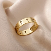 supernatural cross men ring stainless steel cross couple rings for women gothic fashion religious amulet jewelry bague homme