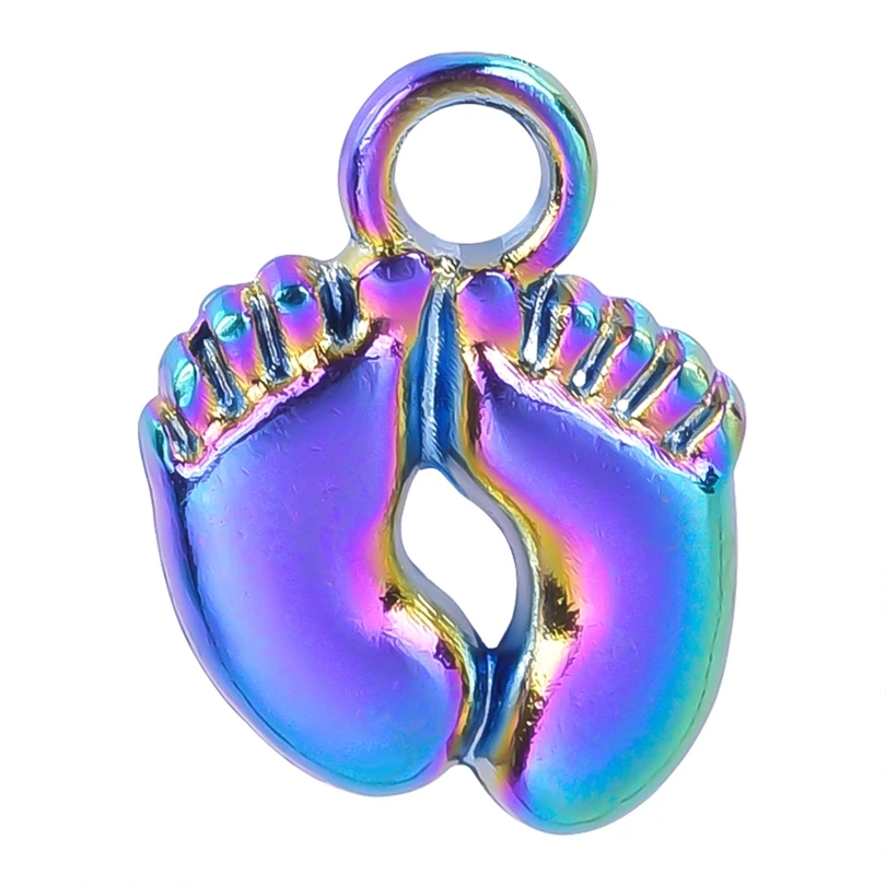 

10PCS Classic Feet Charm Pendant Necklace Earrings Keychain For Women Man Gift DIY Customied Jewelry Making Bulk