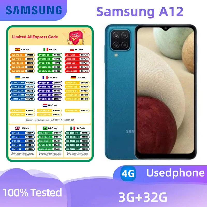 Смартфон Samsung Galaxy A12 3/32ГБ 4/128ГБ б/у