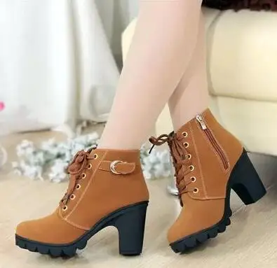 

Женские ботинки из ПУ кожи, на шнуровке, Размеры 35-42