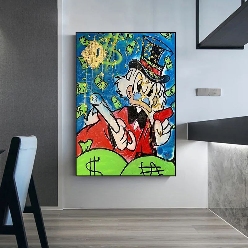 

Graffiti Art Alec Monopoly Scrooge Mcduck Money Canvas Paintings Wall Art Picture Posters Prints Home Living Room Decor Cuadros