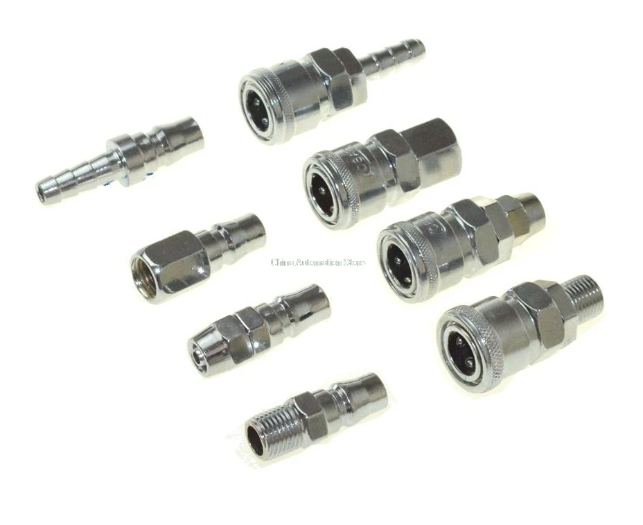 

8pcs 1/4" Pneumatic Air Compressor Hose Quick Coupler Plug Socket Connector Set