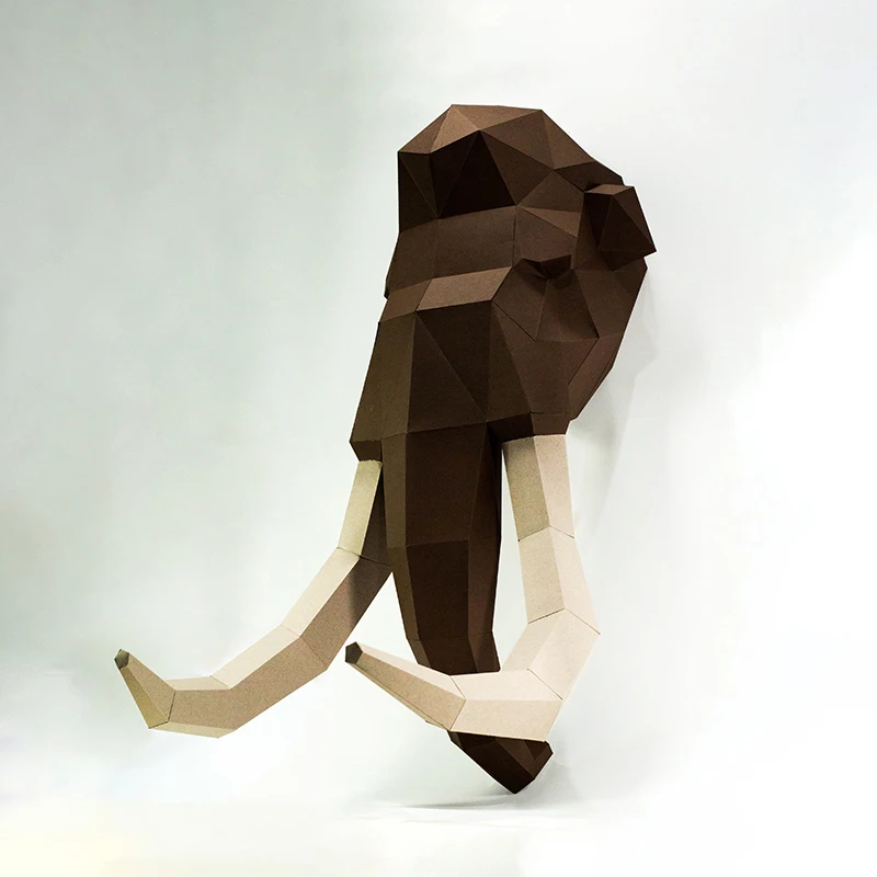 

3D Paper Model Mammoth Animal Paper Mold Wall Hanging Three-dimensional Scene 3d Origami Polygon Handmade DIY Material Kit