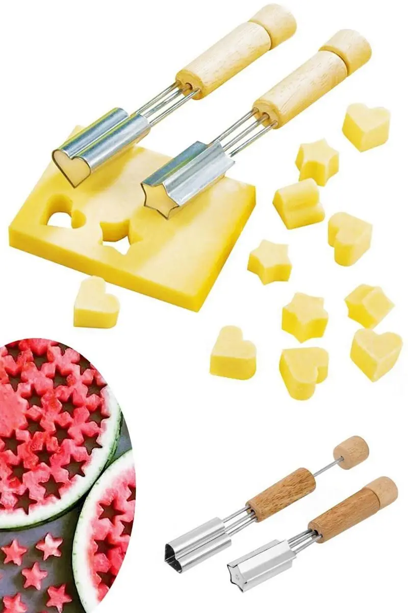 

2 s fruit and cheese shaper Set of heart and star