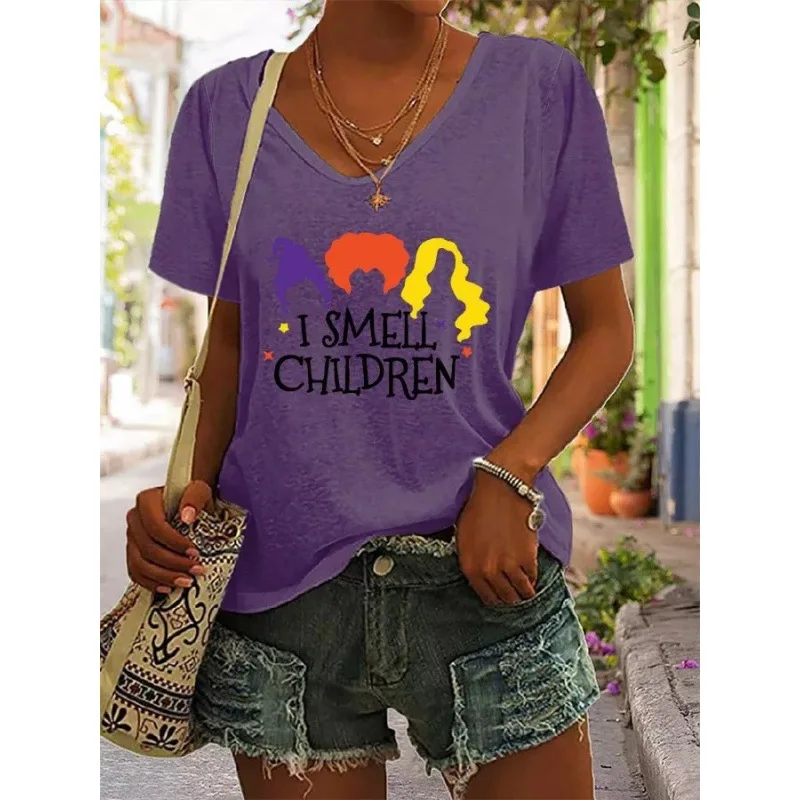

Women's T-shirt Summer Casual 3D Fun Print V-neck Women's Street Y2K Top Everyday Versatile Fashion Plus Size Loose Fit