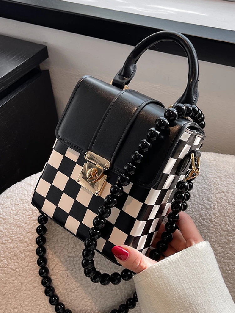 

Minimalist Style Women's Bag 2022 High-quality Bag New Niche Checkerboard Messenger Bag Fashion Square Bag Box Bag Shoulder Bag