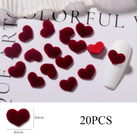 20 шт., декоративные украшения для ногтей, в виде сердца