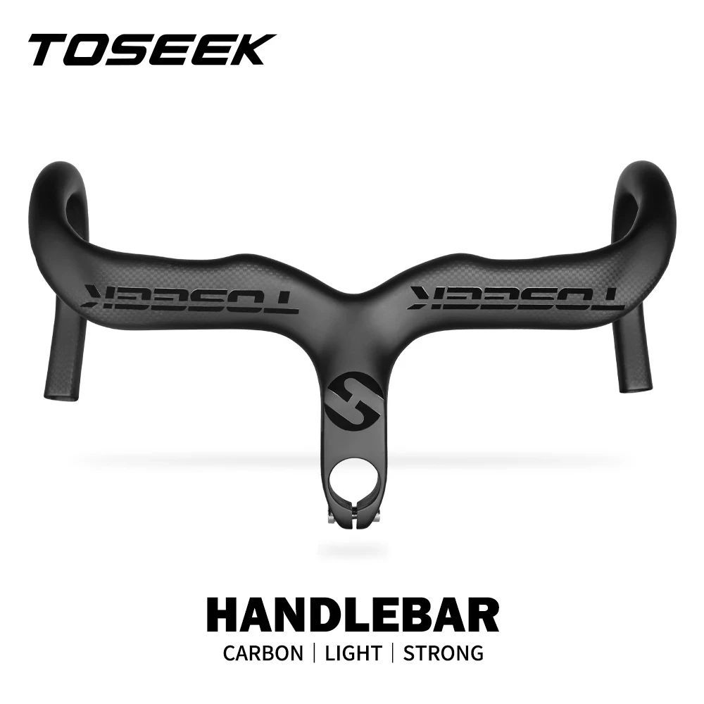 

TOSEEK Carbon Bicycle Handlebar Road Bent Bar Integrated Handlebar With Stem 28.6mm Bike Parts