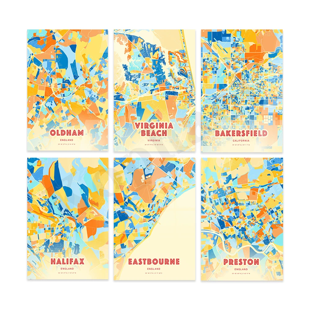 Плакат с цветной картой городов KOPHAEL