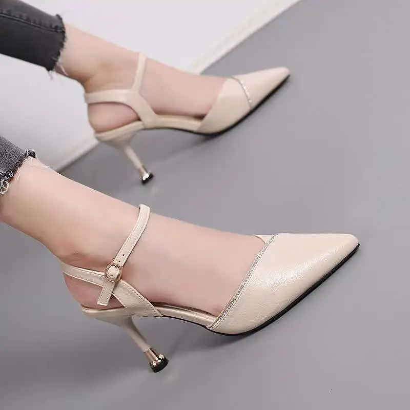 

Women's High Heels 2023 Summer Mid-heel Temperament Rhinestone Women's Sandals Sexy Women's Shoes Zapatos De Mujer Pointed Toe