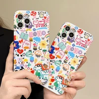 thin glossy back cute cartoon picture phone case for iphone 11 12 13 pro max 7 8 plus x xs xr protective silicone cover shell