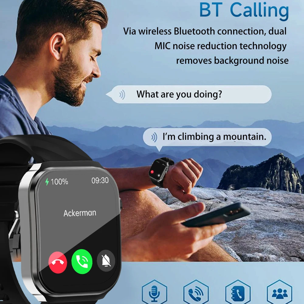 Мужские Смарт-часы с монитором сердечного ритма 2 дюйма 100 + спортивных режимов