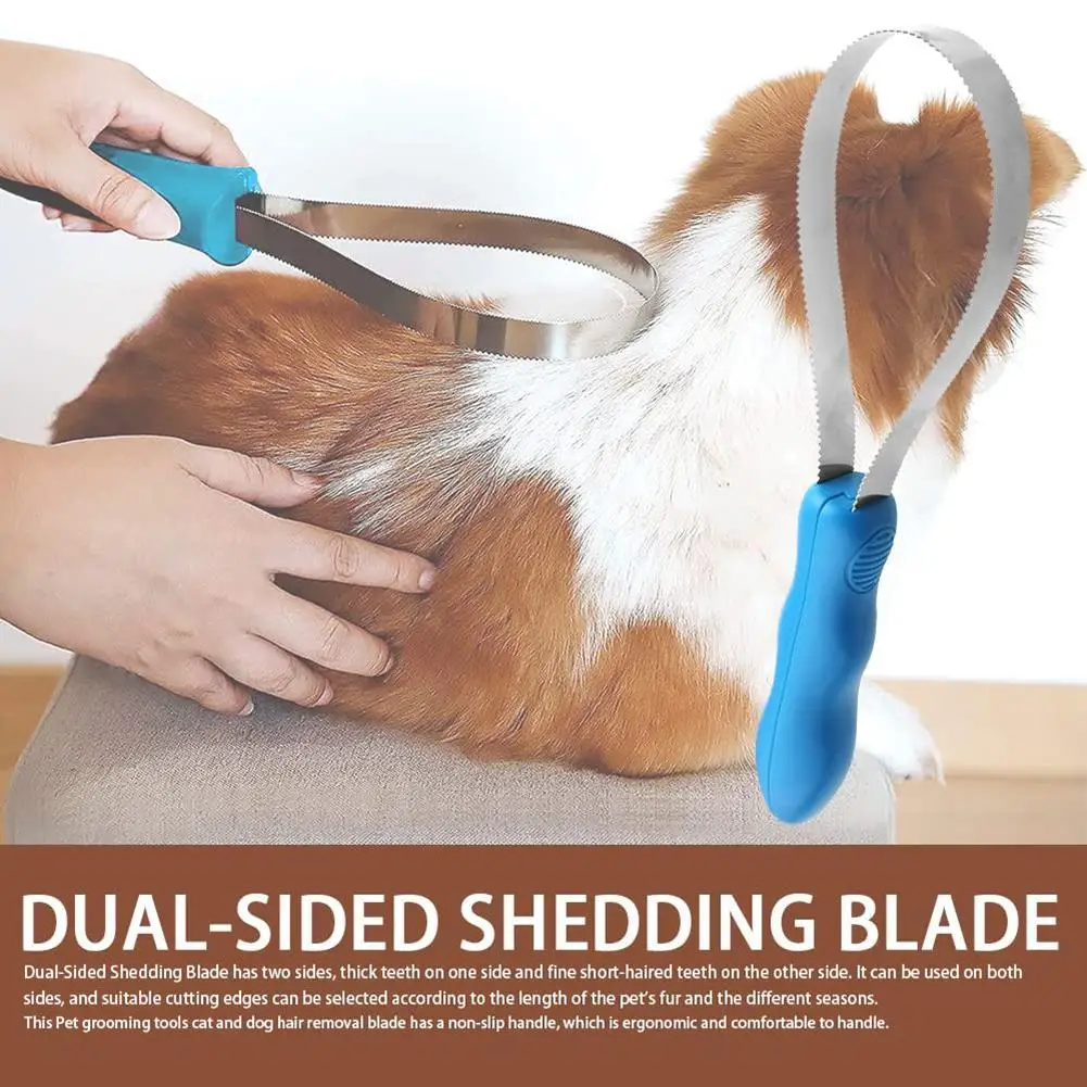 

Grooming Dropshipping Anti-slip Handle Pet Horse Ergonomic Tool Shedding Wholesale Design Hair Dual-sided Pet With Blade Brush