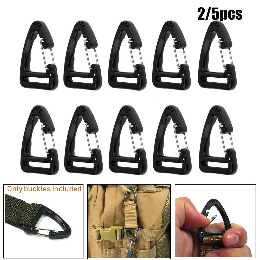 

2/5pcs Outdoor Camping Hiking Plastic Alloy Triangle Carabiner Spring Quickdraws Belt Clip Hooks Keychain Buckles Backpack