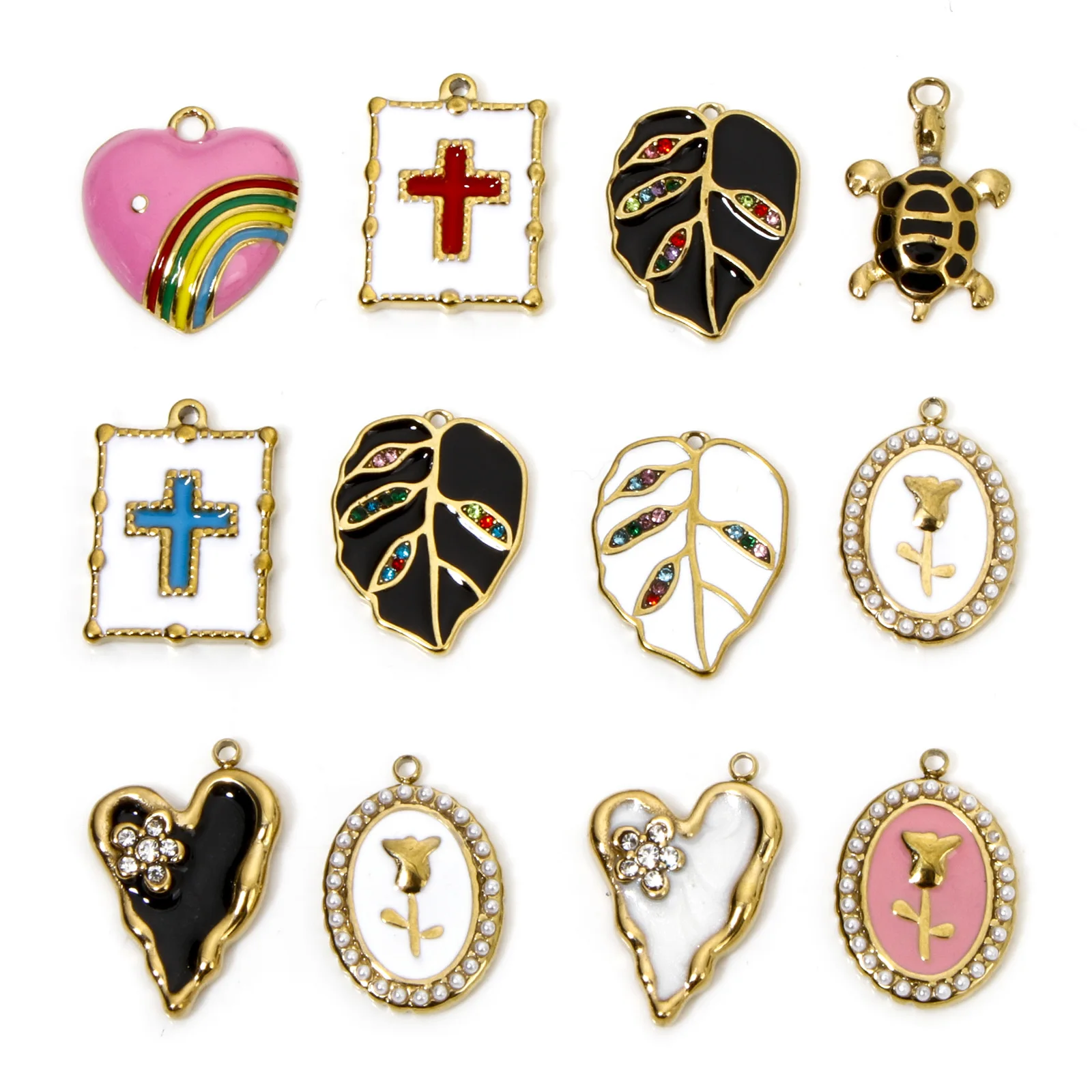 1 шт. Элегантные Подвески из нержавеющей стали разноцветная овальная роза цветок