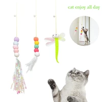 self working retractable cat toy simulation insect interactive cat teaser wand string feather pet stick toys cat accessories