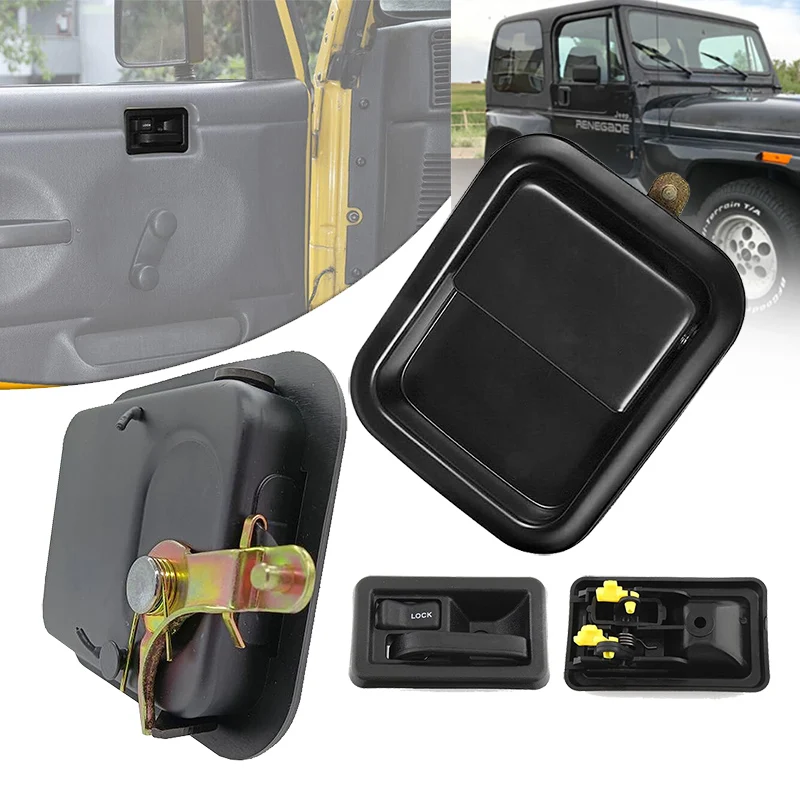 

Car Interior and Exterior Door Handle Kit Front LH and RH Side for Jeep Wrangler 55176383AE 55176382AE 55176477AB 55176476AB