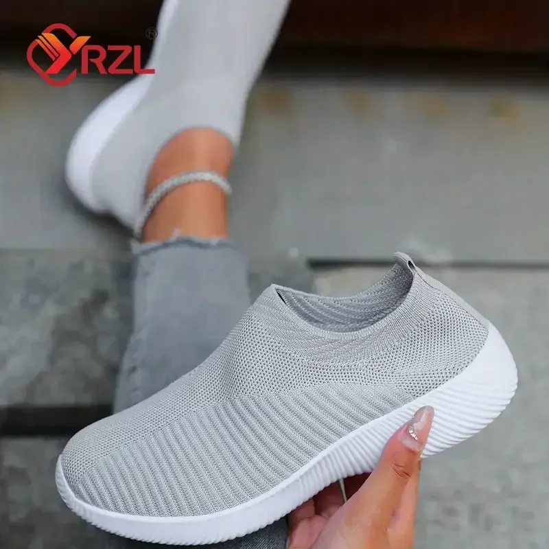 YRZL женская обувь вязаные носки кроссовки на плоской подошве повседневная