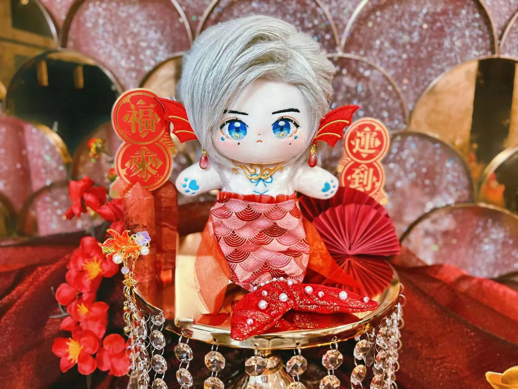 20 см надпись Word Of Honor Zhou Zishu Zhang Zhehan ZZH Sea Demon Suit набивной хвост русалки плюшевая