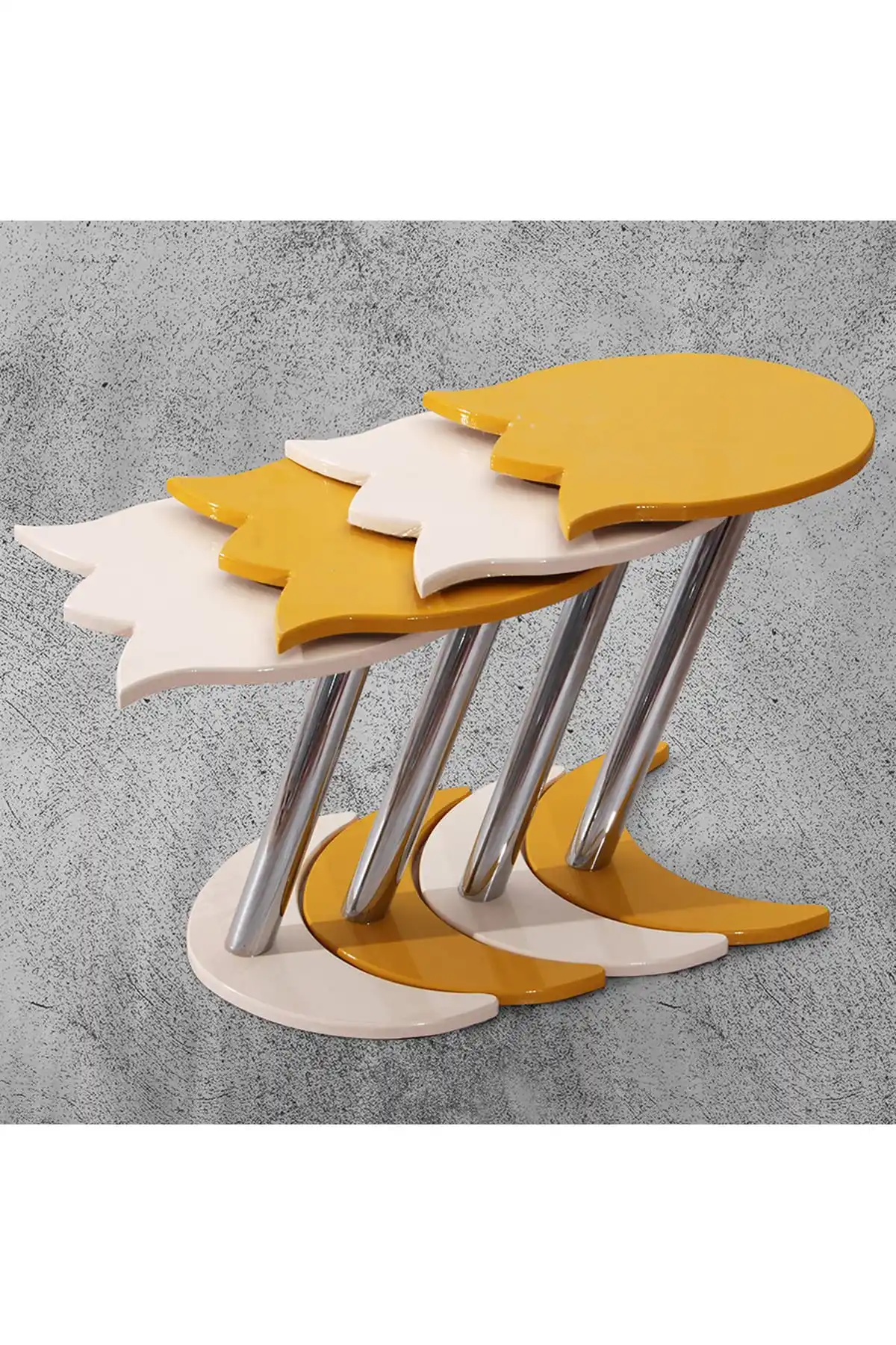 

Modern 4 Pcs Lalezar Zigon coffee table-yellow-Cream coffee tables table basse furniture living room table